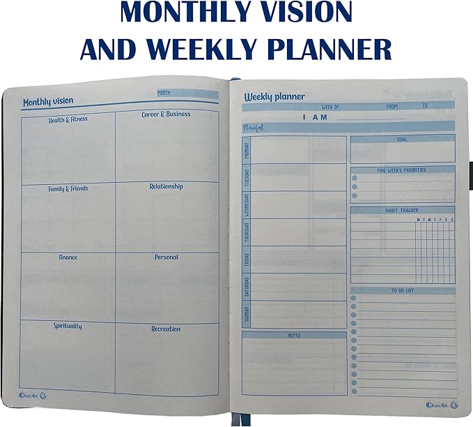 ADHD Planner for Adults - The Undated Monthly Weekly Daily Focus and Productivity Planner Organizer Notebook for Neurodivergent Brains - Organization , Goal Setting , Habit Tracker , Time Management , Gifts for Men and Women with ADD