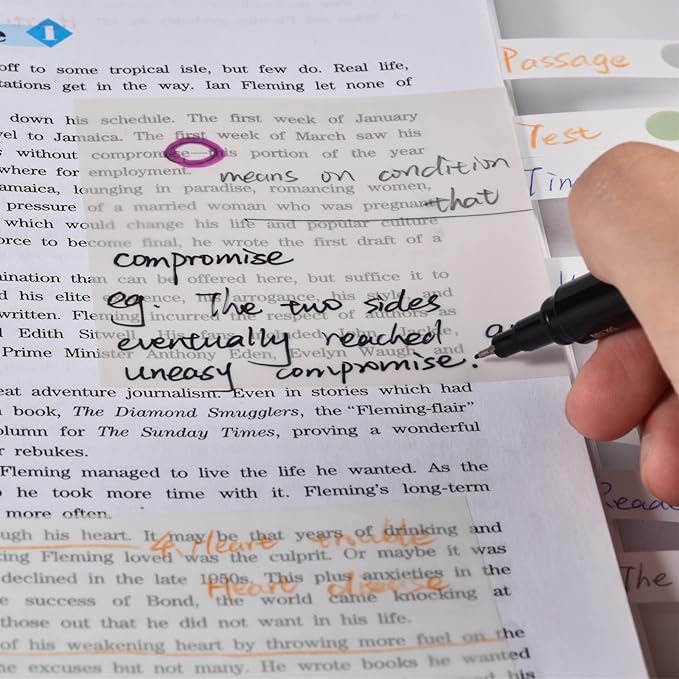 BAYTORY 700 Sheets Transparent Sticky Notes, Clear Waterproof 3 x 3 inch See Through Memo Pad, Self-Adhesive Translucent Writable Index Tabs for Annotating Books, Office & School Study Supplies