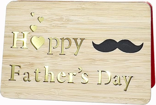 Fathers Day Cards,Handmade Bamboo Greeting Cards,Wooden Thankyou Card,Father's day Card for Dad,Happy fathers day