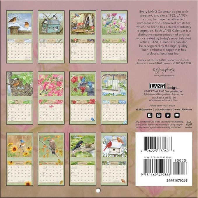 LANG Birds In The Garden 2024 Mini Wall Calendar (24991079268)