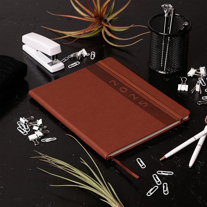 Eccolo 2025 Large Agenda Planner, 12 Month, Yearly, Monthly & Weekly Pages, Habit & Gratitude Tracker (Hardcover - 8 x 10")