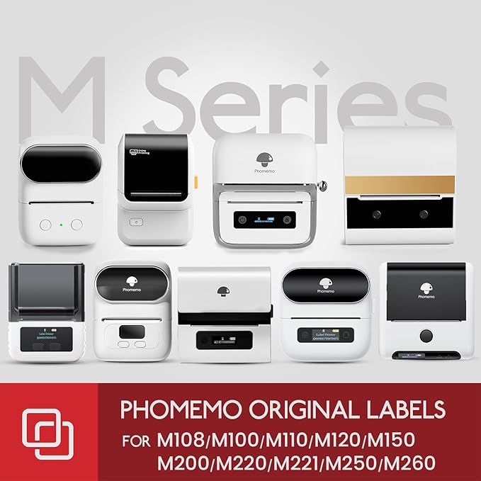 [3x130 pcs] Phomemo Address Labels, 0.98''x2.64'' (25x67mm) M110 M100 M220 M221 M120 M200 Labels, White, 130 Labels/Roll, 3 Rolls, All-Purpose Adhesive Thermal Phomemo Original Labels