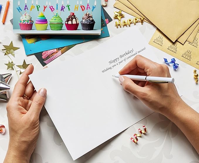 160 Happy Birthday Cards 4x6 Inch for Business, Office and Personal with Envelopes, Stickers and Generic Greetings Inside,20 Unique Designs Notes, Thick Cardstock, Matte Finished