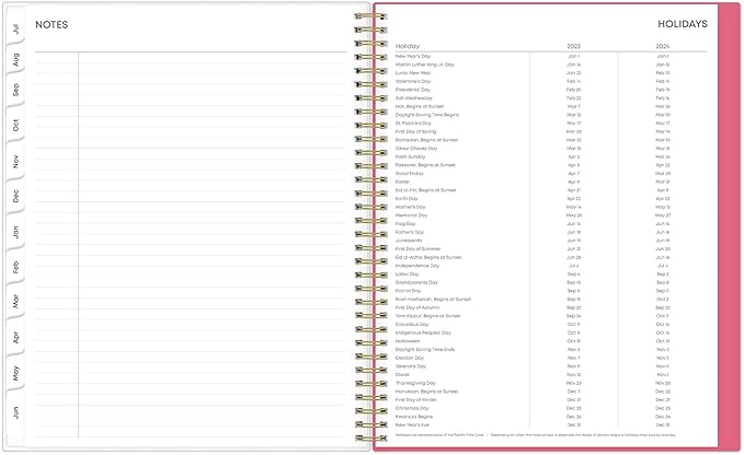 Blue Sky 2023-2024 Academic Year Weekly and Monthly Planner, 8.5" x 11", Frosted Flexible Cover, Wirebound, Roosevelt Pink (144716)
