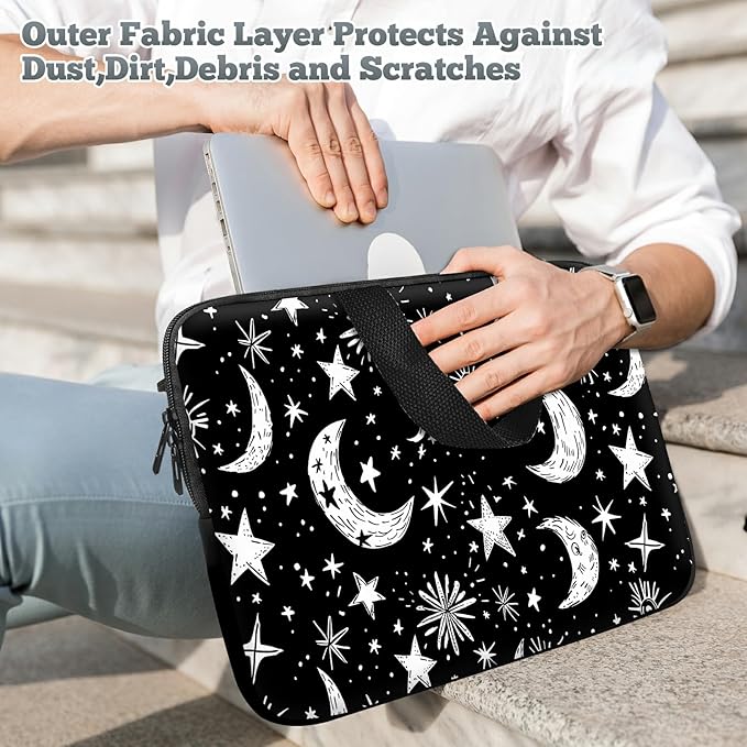 Laptop Sleeve Case Bag 15 inch, Moons Stars Slim Carrying Case Durable Handbag Travel Laptop Bag for 15 inch MacBook Air M3/M2/15 Pro/Surface Laptop 7/6/5/4/3/ Dell XPS 15 Plus
