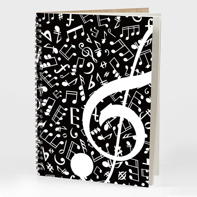 MAXCURY Blank Sheet Music Composition Manuscript Staff Paper Art Music Notebook Black 100 Pages 26x19cm (Music Note)