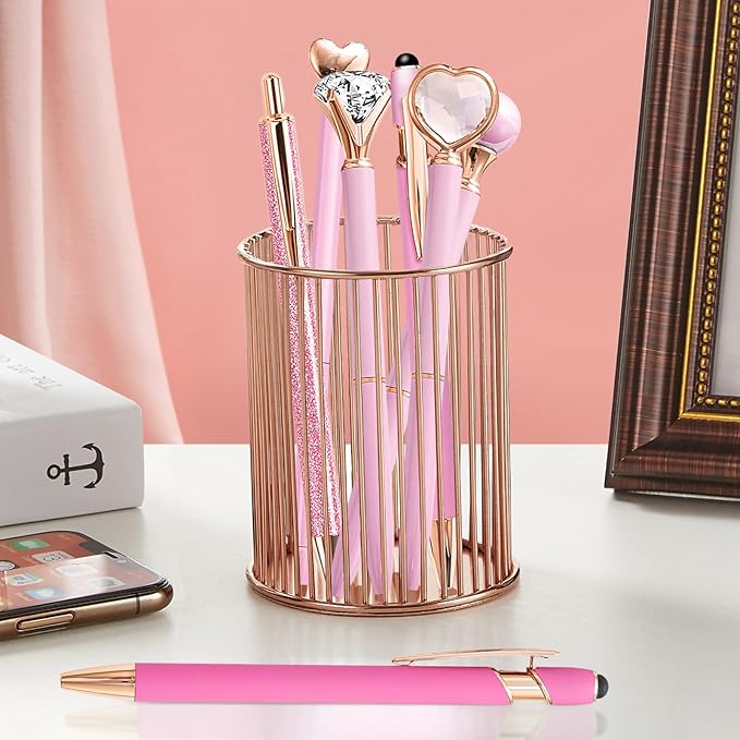 Pink Pens for Women, 6 Pcs Cute Pens Ballpoint Pens Bulk, 1.0mm Medium Point Black Ink Pens, Office and School Supplies Fancy Nice Pens Gifts for Girls Nurse Teacher (Pink)