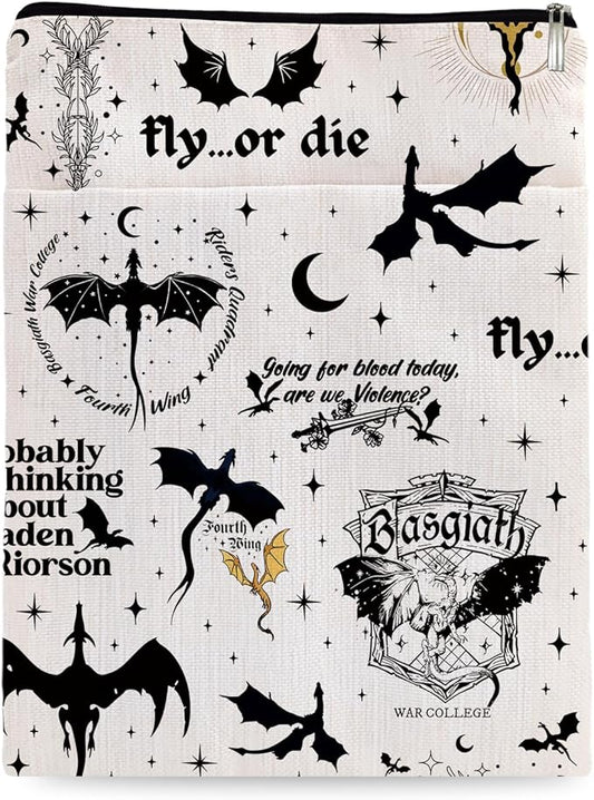 Romantasy Dark Academia Dragons Book Sleeve, Fantasy Novel Reader Gift, Bookish Gifts, Book Inspired Gift, Paperback Book Protector Book Cover Dragons Lovers Book Gifts (Dragons Book Sleeve-1104)