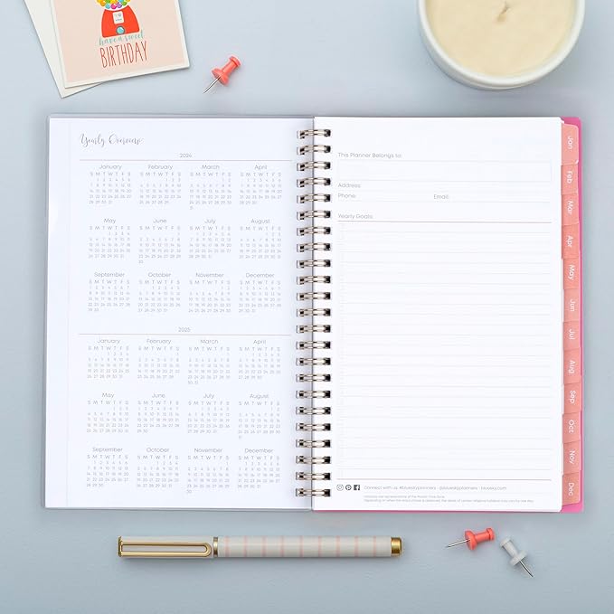 Blue Sky 2024 Weekly and Monthly Planner, January - December, 5" x 8", Frosted Cover, Wirebound, Fly By (140196-24)