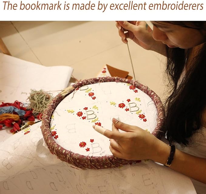 Personalized Hand Embroidered Corner Bookmark, Bookmarks for Women, Personalized Bookmark for Books, Cute Flower Book Mark, Hand Stitch Gift for Women for Book Lovers by HNQCPCVU (X, White)