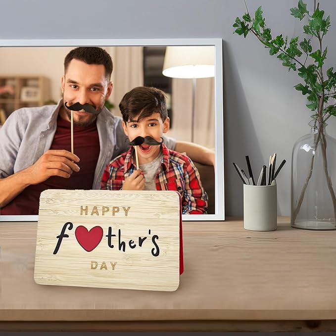 Happy Fathers Day Gift Cards,Handmade Bamboo Greeting Cards,Wooden Thankyou Card,Father's day Card for Dad