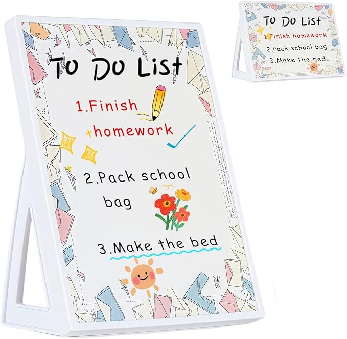 Desktop Whiteboard with Pre-Set Designs, Small White Board Dry Erase for Desk, Mini Dry Erase Board 8.5" x 6", Compact Desktop Whiteboard for Kids(Mail)