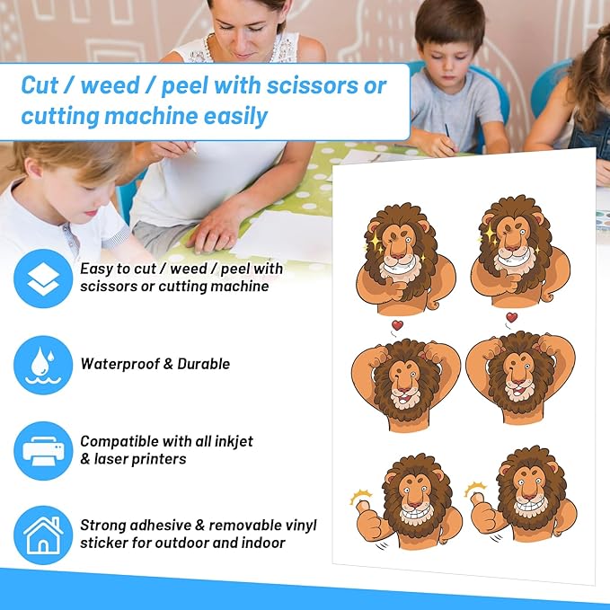 TECKWRAP Printable Vinyl Sticker Paper for Inkjet Printer, Transparent Inkjet Printable Sticker Paper, 8.26" x 11.69" A4 Size for Scrap-booking, Craft Cutters, Home Decor, 28 Sheets/Pack