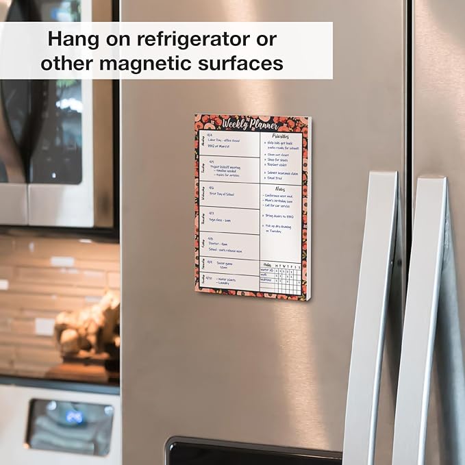 Global Printed Products 6" x 9" Vertical to-Do List and Weekly Planning Pad, 60-Sheets, Peach & Pink Floral