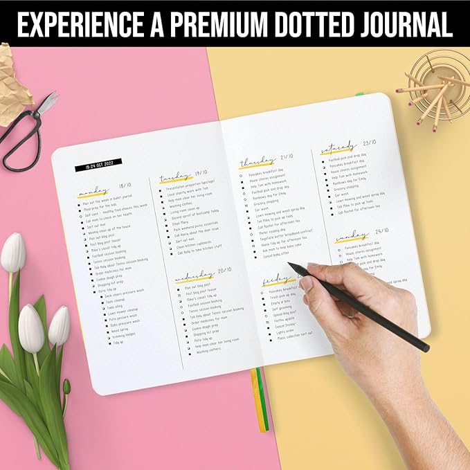 Scribbles That Matter A5 Bullet Dotted Journal Notebook | Vegan Hard Cover, 120gsm bleedproof thick paper, 150 pages, 5.75 x 8.5in, 2 bookmarks, tab stickers, penloop | For Work | Aubergine