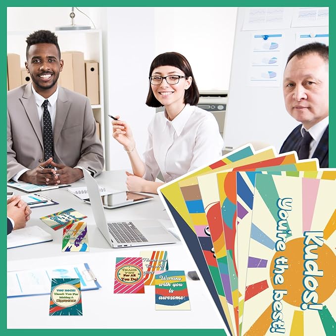 Yeaqee 240 Pcs Employee Appreciation Kudos Cards Funny Blank Back Motivational Card Encouragement Thank You Note Recognition Card for Teacher College Affirmation Gift(Rainbow)