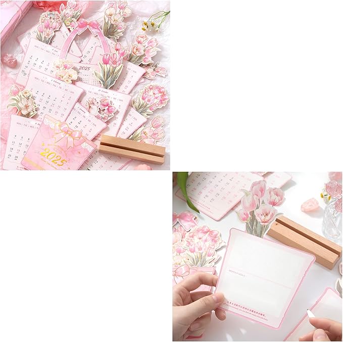 2025 Creative Desk Calendar Unique Flower Basket Shape New Year Schedule Calendar 8.5" x 6" - Hydrangea