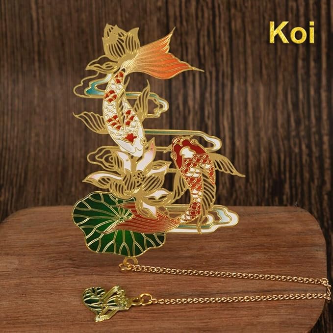 MOZART Gift Box Koi Carp Chinese Style Brass Bookmark Classical Mythological Characters Mountain and Sea Sutra Series Creative Cultural Copper Bookmark Metal Bookmarks