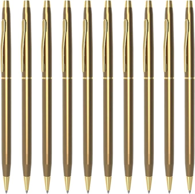 Cambond Ballpoint Pens Fancy Pens - Black Ink Bulk Pens 1.0 mm Medium Point Retractable Metal Pen Comfortable Writing for Men Women Police Uniform Office Business, 10 Pack (Rose Gold)