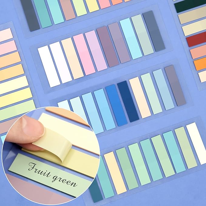 SIQUK 4200 Pieces Sticky Tabs for Annotating Books Tabs Morandi Sticky Flags Clear Transparent Page Markers Strip Page Flags Colored Tabs Writable and Repositionable Book Annotation Tabs