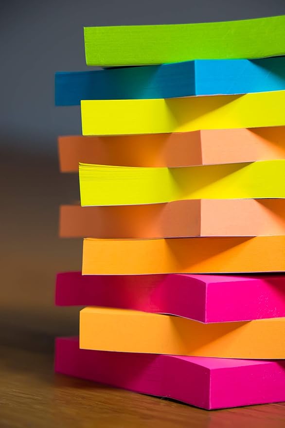 Sticky Notes 3x3 in (12 Pads) Bright Colored Super Self Sticky Pads - 100 Sheets/Pad - Easy to Post for School, Office Supplies, Desk Accessories