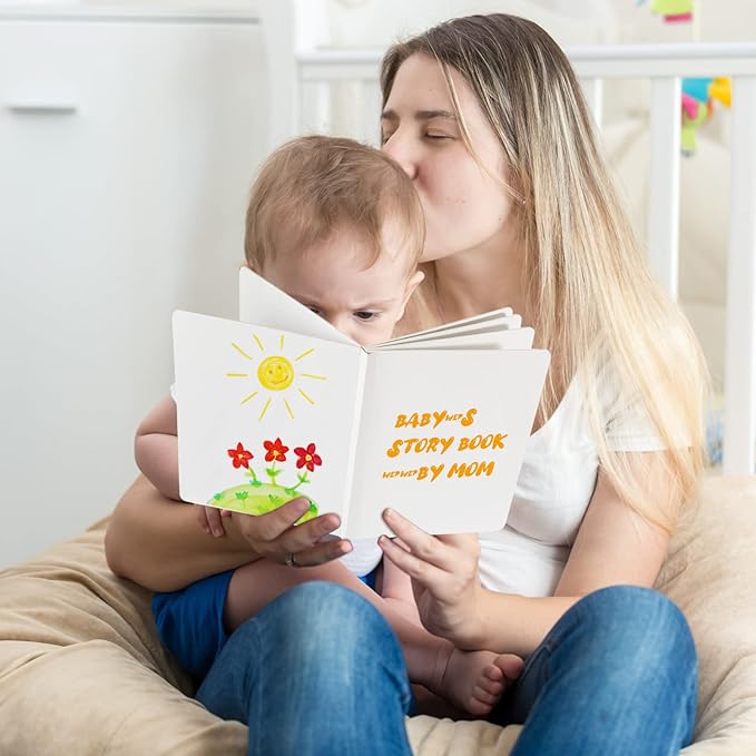 Gueevin 4 Pcs Hardcover Blank Board Book for Kids Chunky Thick Pages Book for Students Adults Sketching Drawing Writing School Office (8 x 11 Inch)