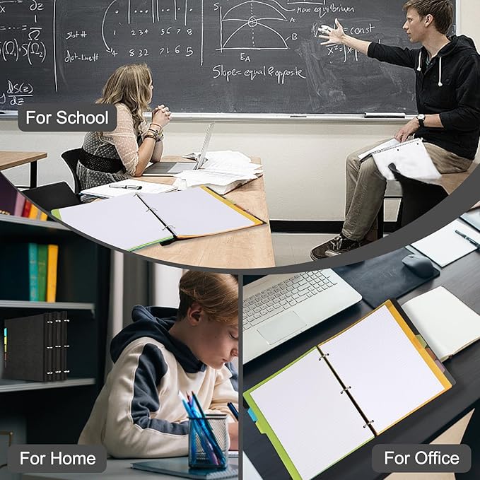 Pivotable Refillable Notebook, 3 Ring Binder Notebooks 1 Inch, Notebook with Dividers and Pockets, Folder Notebook, Flexible Binder, Soft Binders 3 Ring, Foldable Binder- Blue