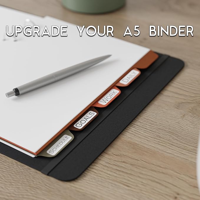 A5 Blank Paper 6-Hole Punched Accessory Kit - 50 Sheets, Ruler, Dividers, and Tab Stickers. 100 GSM, 148mm x 210mm (5.83" x 8.27")