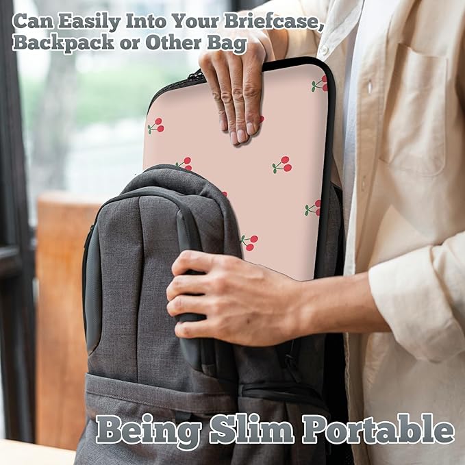 Laptop Sleeve Case Bag 15 inch, Pink Cherry Slim Carrying Case Durable Handbag Travel Laptop Bag for 15 inch MacBook Air M3/M2/15 Pro/Surface Laptop 7/6/5/4/3/ Dell XPS 15 Plus