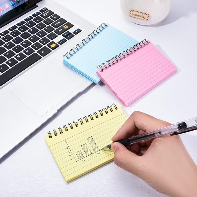 FRIUSATE 150 Sheets Flash Cards 3x5 Inches Spiral Bound Index Cards Colored Ruled Index Cards with Ring Colorful Notecards Flashcards for Studying Nursing School Office Taking to Do List