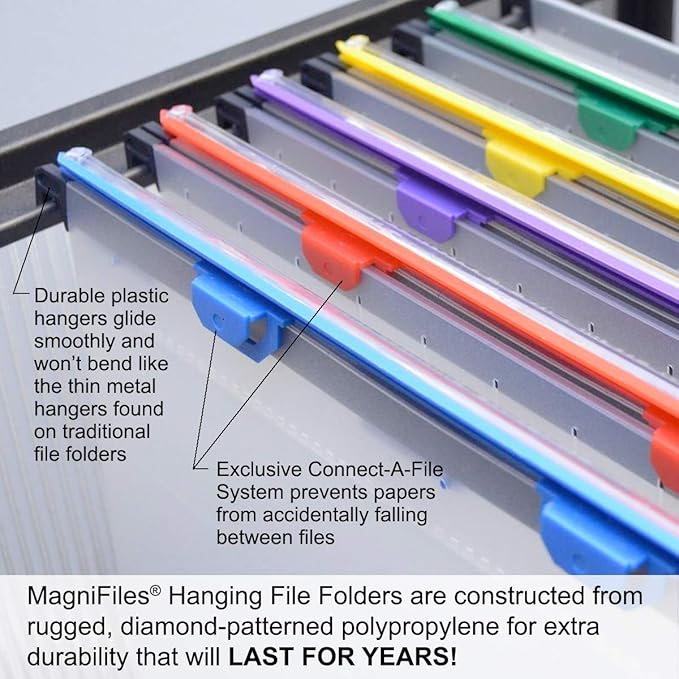 Ultimate Office MagniFile Hanging File Folders V- Bottom Letter Size with 11 inch Magnified Indexes That Double The Size of Your File Titles to Find Files Fast. (Set of 20 Frost)