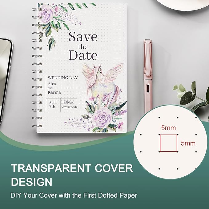 EMSHOI Lined Journal A4 Spiral Notebook, College Ruled Notebook, 300 Pages/150 Sheets, 100gsm Acid-Free Paper, Waterproof Softcover Notebook for School, Work, Writing, 8.27" × 11.2" - Transparent