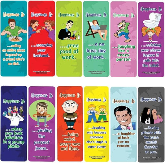 Creanoso What is Happiness? Happiness is? Bookmarks (5-Sets X 6 Cards) – Daily Inspirational Card Set – Interesting Book Page Clippers – Great Gifts for Adults and Professionals