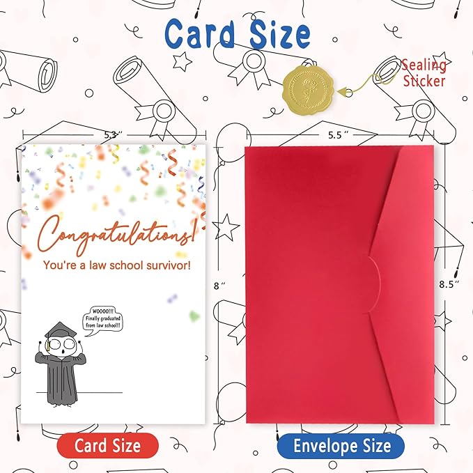 Law School Graduation Card, New Lawyer Graduation Gifts for Women Men, Congratulations Law School Survivor