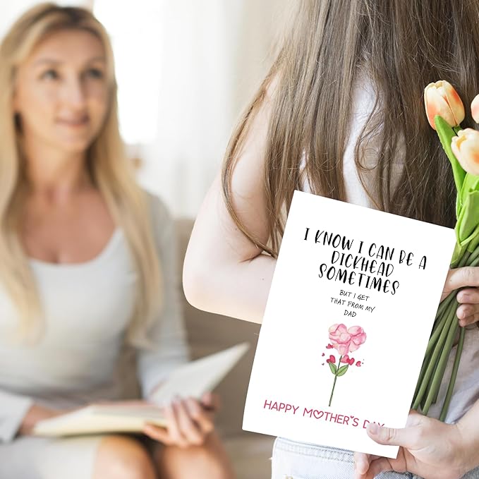 UUEFKTN Funny Mother's Day Card Gift for Mom Stepmom Grandma, Humor Mothers Day Card Gift from Son Daughter Kids