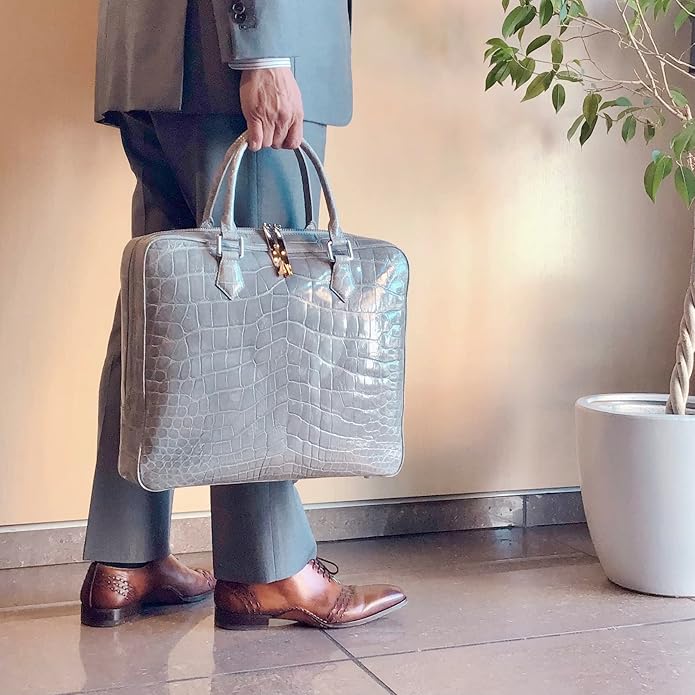 Masami Handmade Genuine Crocodile Leather Business Bag, Briefcase, Japanese brand, Leather bag