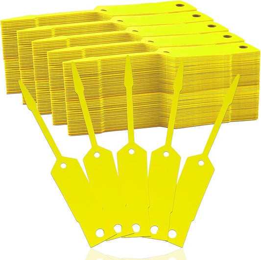 Lewtemi 1000 Pieces Self Lock Arrow ID Key Tags Car Parts Tags Key Ring Repair Labels for Office Automotive Shop Supplies(4 1/2'' X 3/4",Yellow)