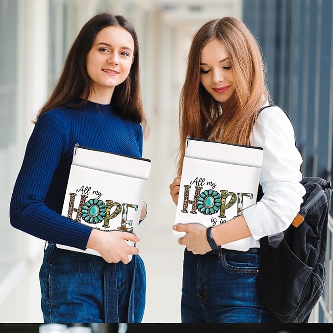 Inspirational Western Faith Christian Gifts Book Sleeve Book Cover Religious Cowgirl Accessories for Women Mom Girls Friendship Christmas Birthday Book Lovers Gifts Book Protector with Zipper