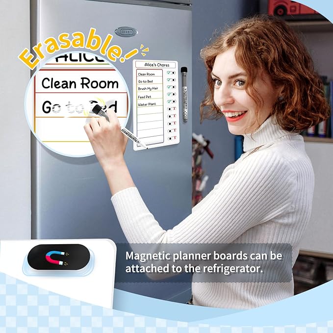 2 Pcs Chore Chart for Kids: Dry Erase My Chores Slider Chart, Magnetic Visual Schedule for Fridge, Kids Daily Checklist - ADHD Tools: to Do List and Routine Chart for Multiple Kids (Rainbow 2-pack)