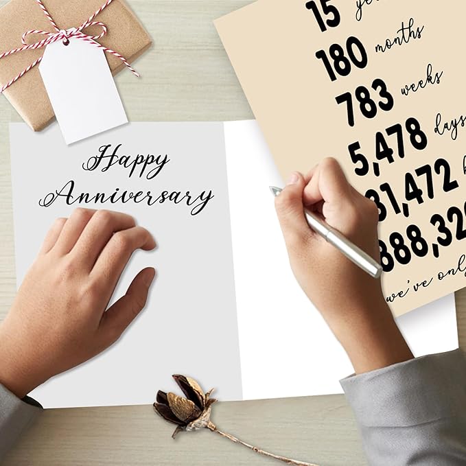 YiKaLus Big 15th Anniversary Card for Him Her, Happy 15 Year Wedding Anniversary Decoration Gift for Women Men, 15th Aday Gifts Card for Boyfriend Girlfriend