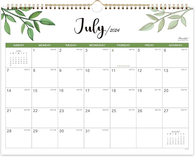 Wall Calendar 2024-2026 - 24 Months Wall Calendar 2024-2026, JULY 2024 - JUNE 2026, 14.8'' x 11.5'', Large Blocks with Julian Dates