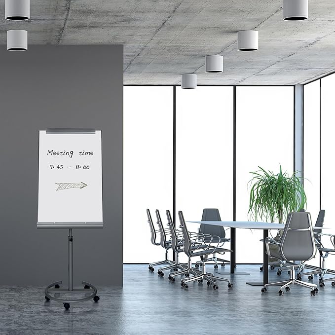 BEST BOARD Magnetic Mobile Whiteboard - 40 x 26 inches, Portable Dry Erase on Rolling Stand with 25 sheets School Paper & Height Adjustable, Grey Easel Flipchart Stand