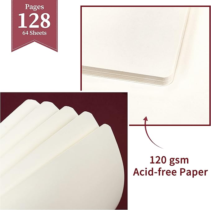 Blank Journal/Notebook - Classic Notebook/Journal with Ribbon Divider, Hardcover with Thick Paper, 5.3'' x 8.26'', Banded + Pen Holder +Inner Pocket - Burgundy