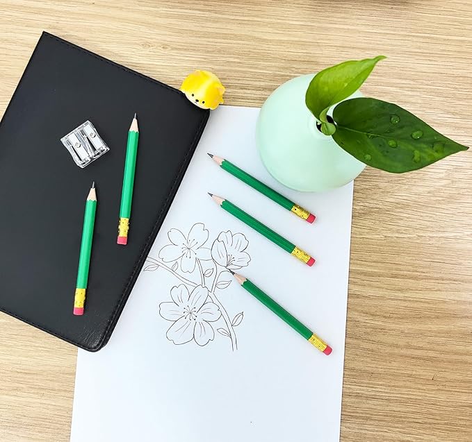 Adhere 25pcs Golf Pencils with eraser Hexagon Wooden Pencils Graphite 2B for Golf Event Scoring,Classroom,Wedding,Company Meetings,Pew, Pocket (Light Green)