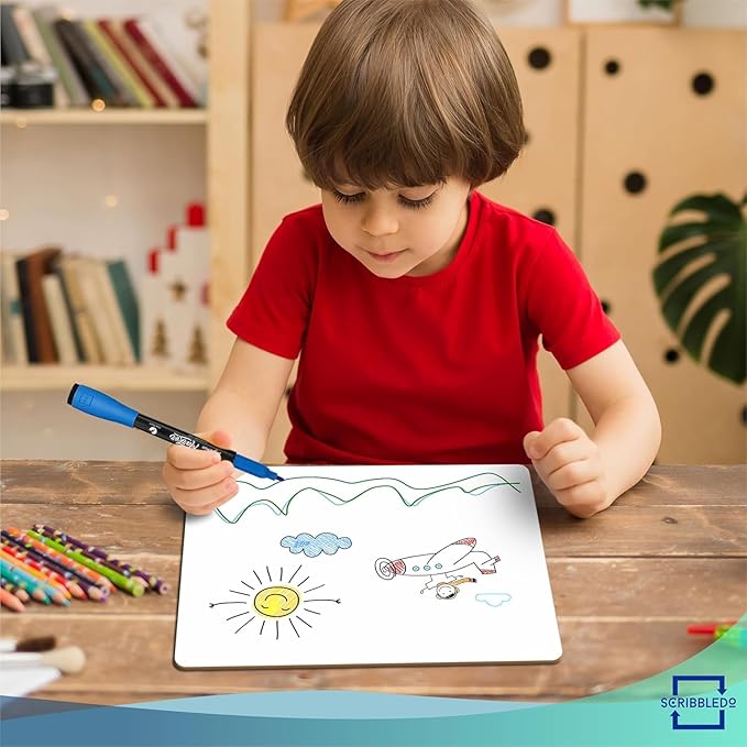 Scribbledo Small White Board Dry Erase Mini Whiteboard 9x12 Inch Small Dry Erase Board Marker Board Dry Erase Lapboards Handheld Personal White Boards for Students Whiteboard Office