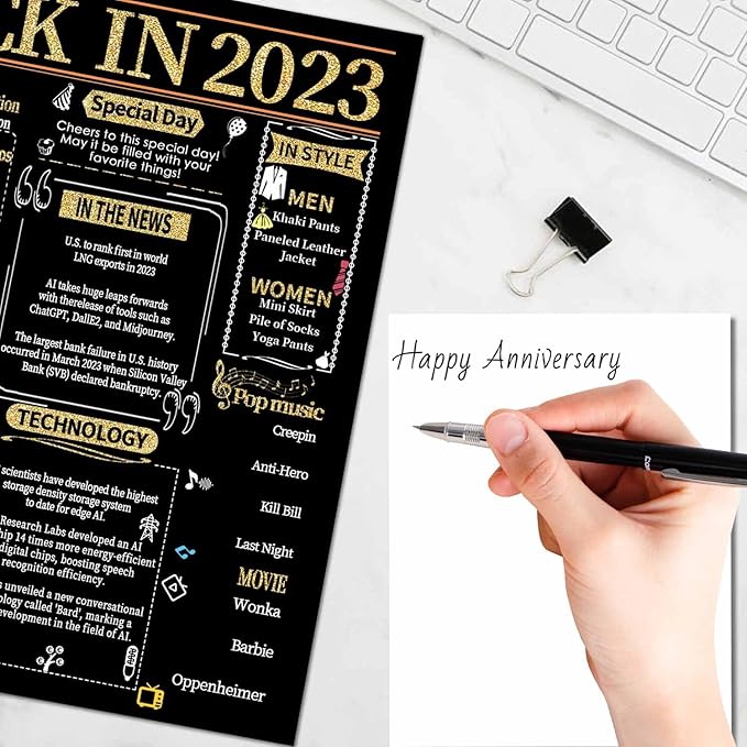 Joycard 2th Anniversary Card for Women Men, Gold Wedding Card for Wife Husband, Sweet Marriage Decorations Gifts for Couple, Perfect for Her Him on Anniversary Day, Back in 2023