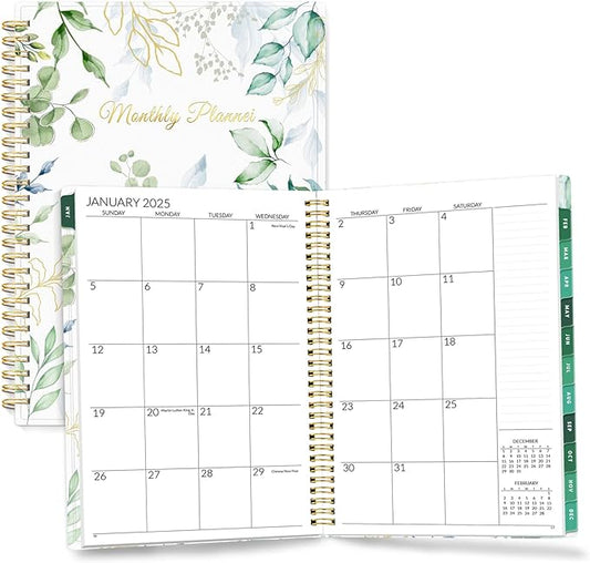 SUNEE 2025-2026 Monthly Planner - 24 Months (Jan 2025 - Dec 2026) Monthly Planner - 7"x10" Monthly Spreads & Yearly Planner, Eucalyptus