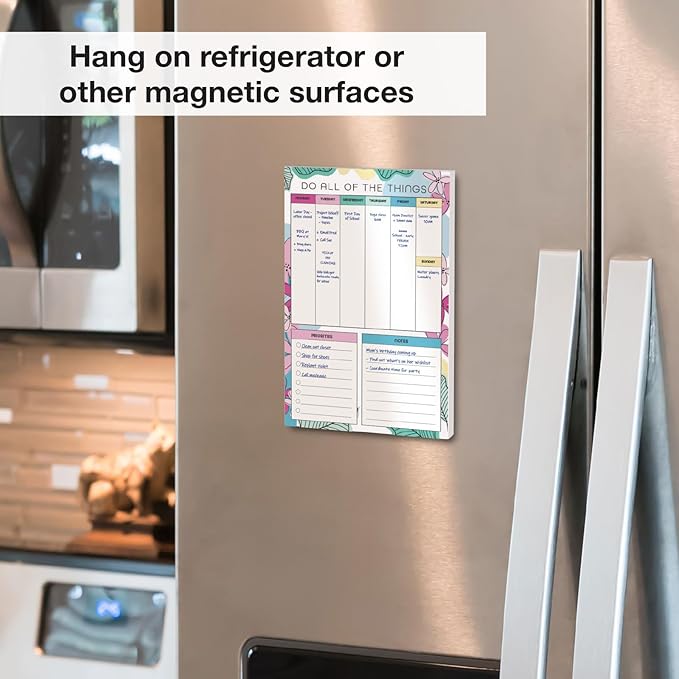 Global Printed Products 6" x 9" Vertical to-Do List and Weekly Planning Pad, 60-Sheets, Sketched Floral