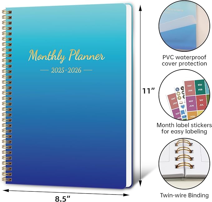Monthly Planner 2025-2026, 2025 Calendar 24 Months Planner, JAN 2025 - DEC 2026, 8.5"x11", Personal Organizer with Monthly Goals, To-Do List, Habit Tracker, 24 Months for School Office Home Planning
