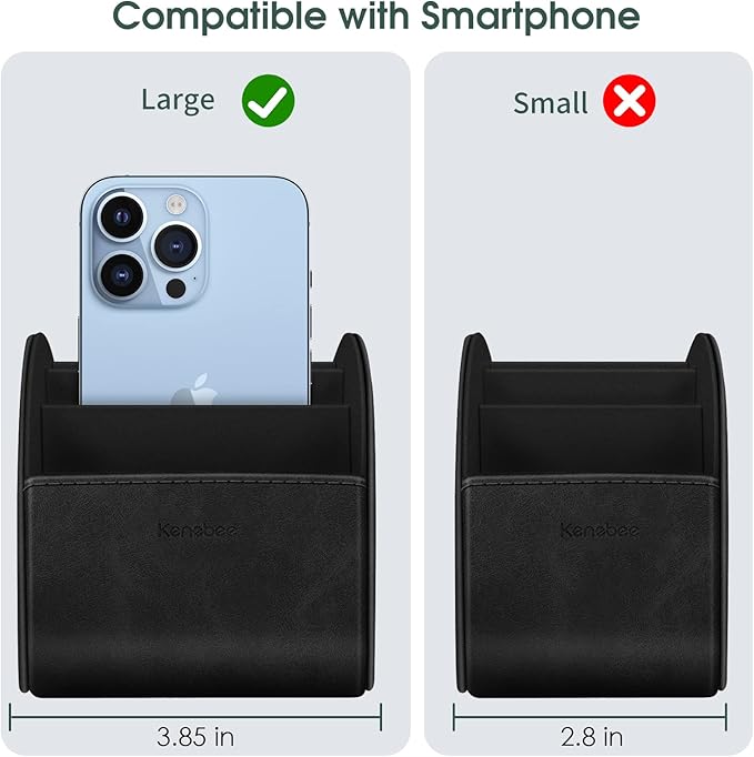 Large Remote Control Holder with 5 Compartments, KENOBEE Anti-slip Desktop Caddy Storage Organizer for Phone, Remote Controllers, Office Supplies, Makeup Brush, Media Accessories, Black